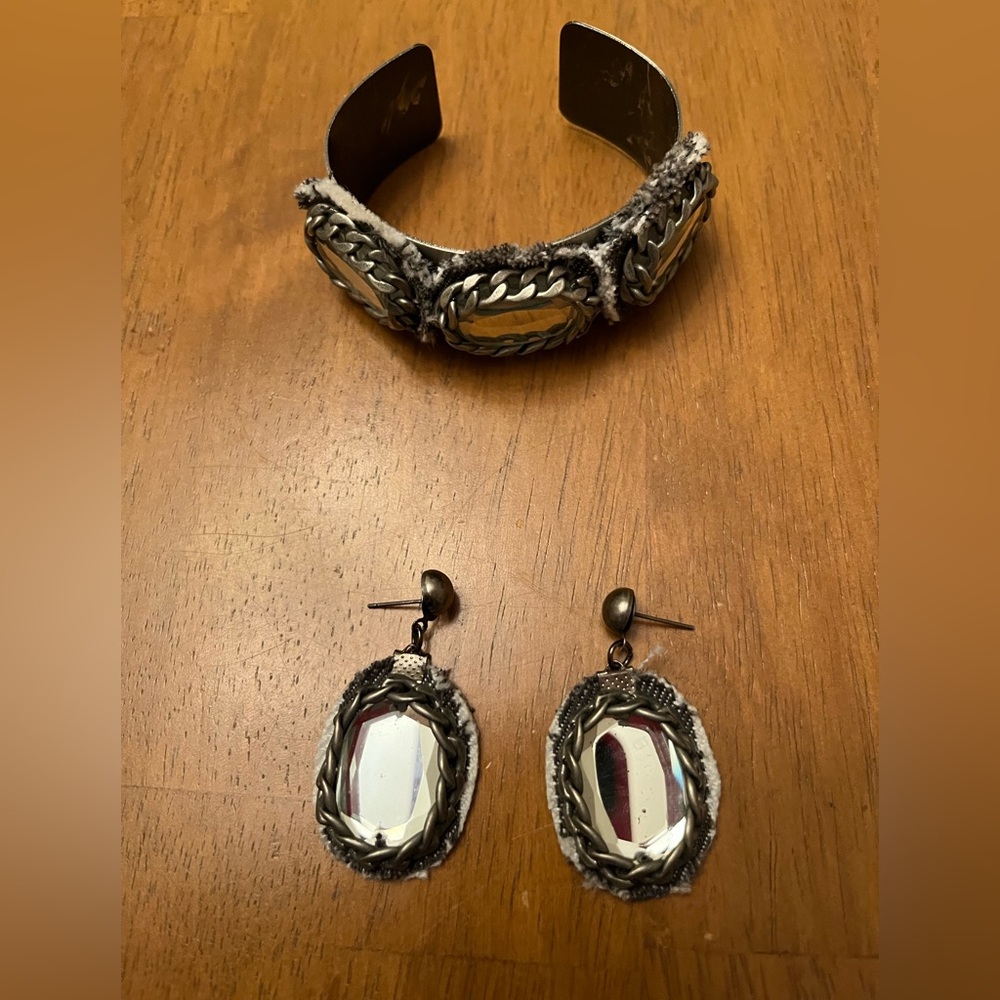 Mirrored Bracelet & Earrings Set